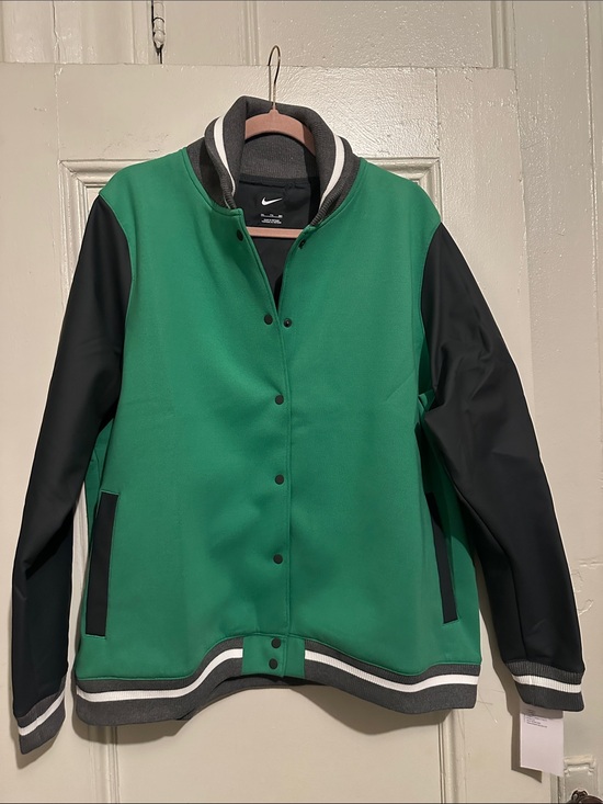 Nike Jackets & Blazers - NWT Nike Green and Black Nike Women's Varsity Jacket. Size XXL. 32” L x 23”W.